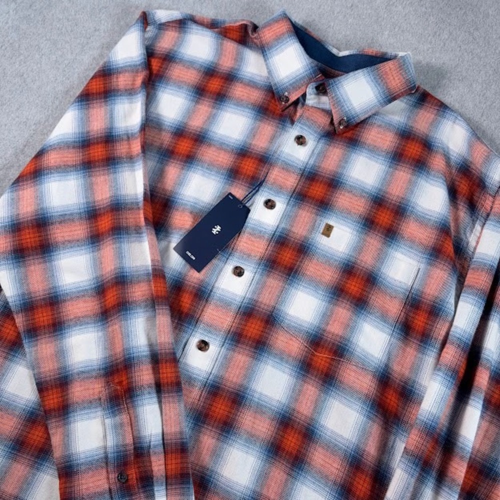 IZOD Stratton Flannel Shirt Mens XLT Red Blue Plaid NWT Soft Long Sleeve